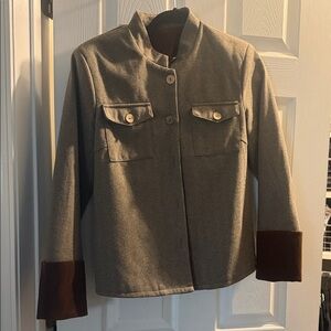 Gray Jacket with Brown Accents